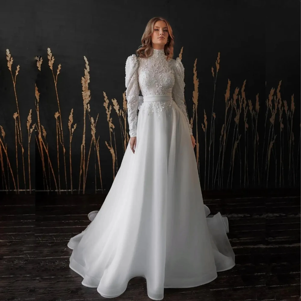 

Изысканные Белые фотообои Свадебные платья Роскошные фотообои на молнии сзади Свадебные платья 2024 новое популярное платье