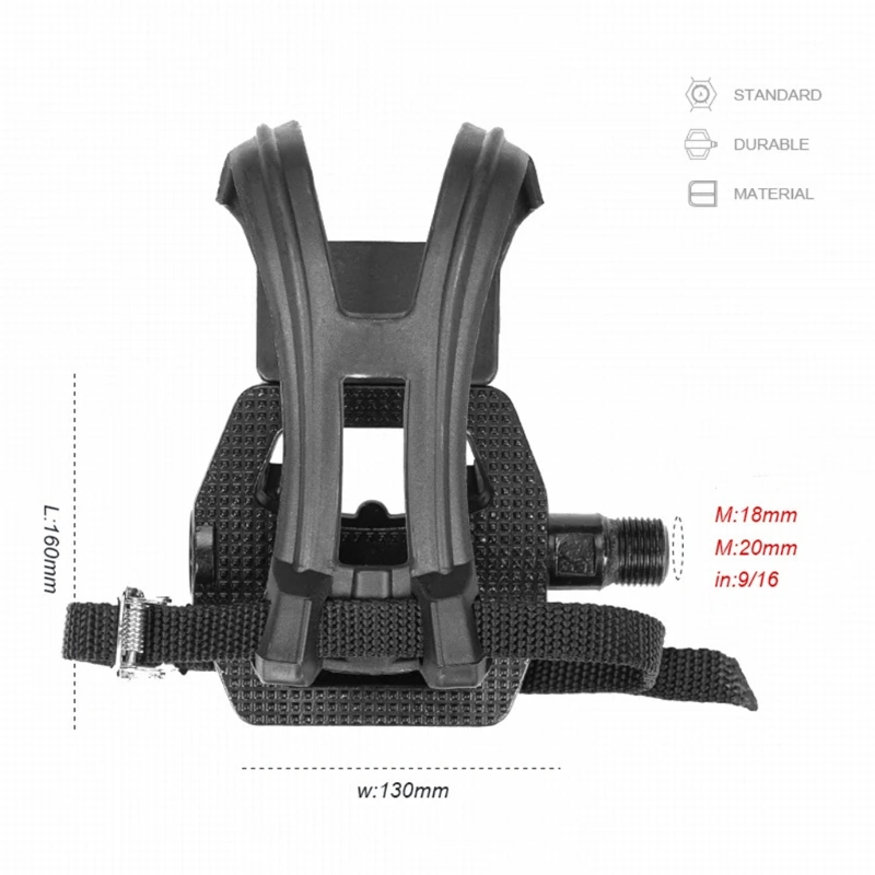 Pedals 9/16'' Spin Bike Pedals Pedal with Toe Clips and Straps Suitable