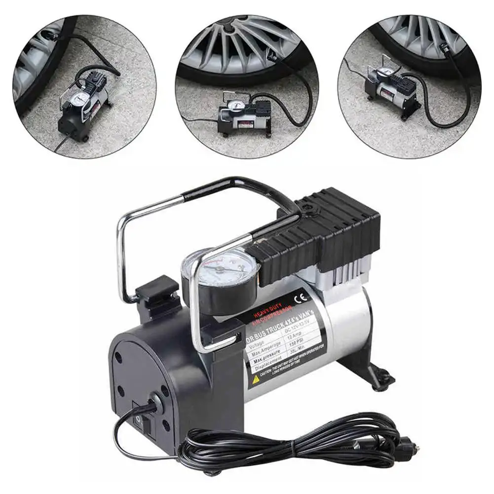 Portable 12V Metal Car Air Compressor Tire Pump Inflator