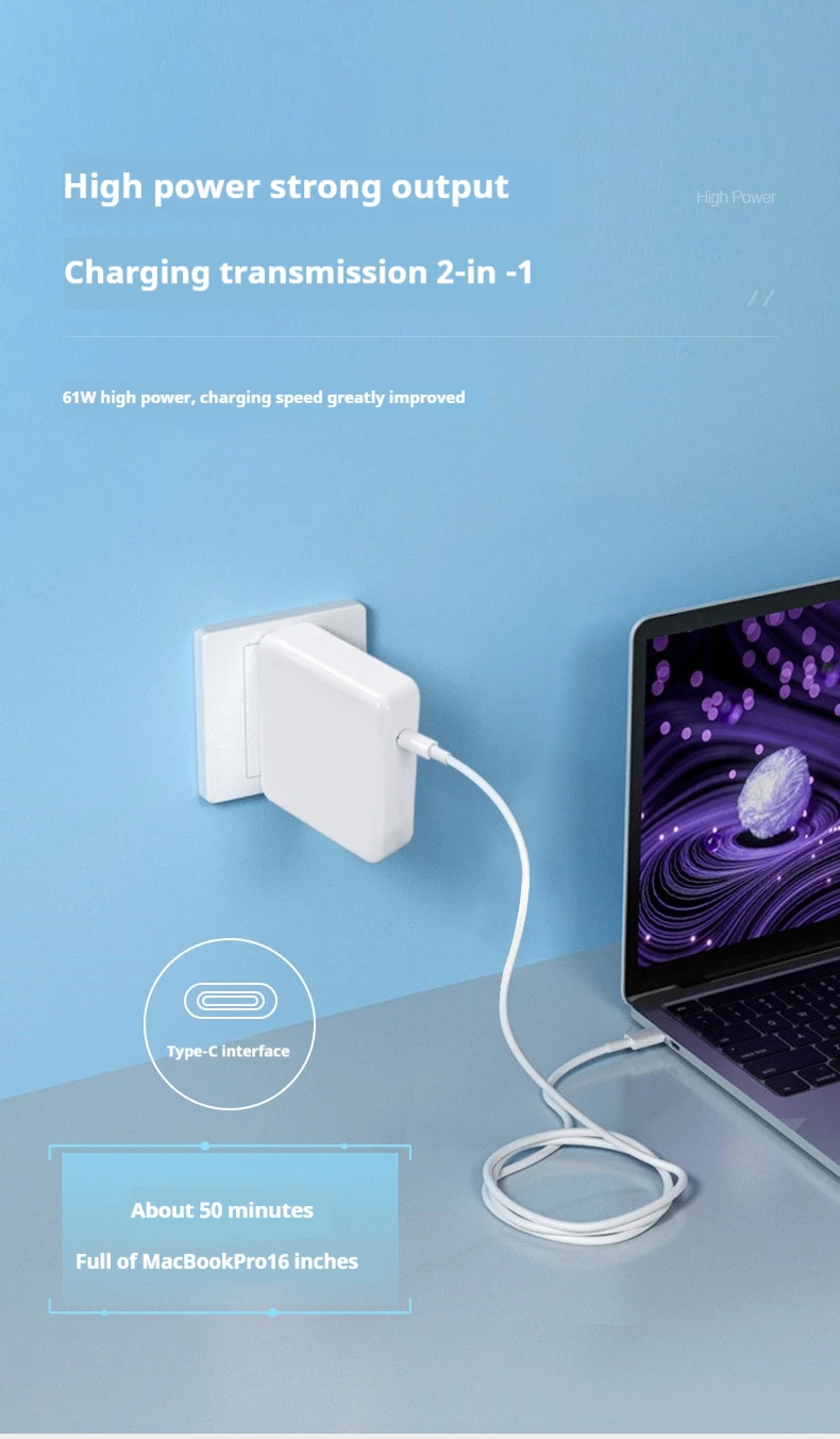 30W 61W 87W 96W USB PD Charger Power AC Adapter For MacBook Pro 16 15 New Air 13 Inch 2020/2019/2018 Works With Type C_voghion.com