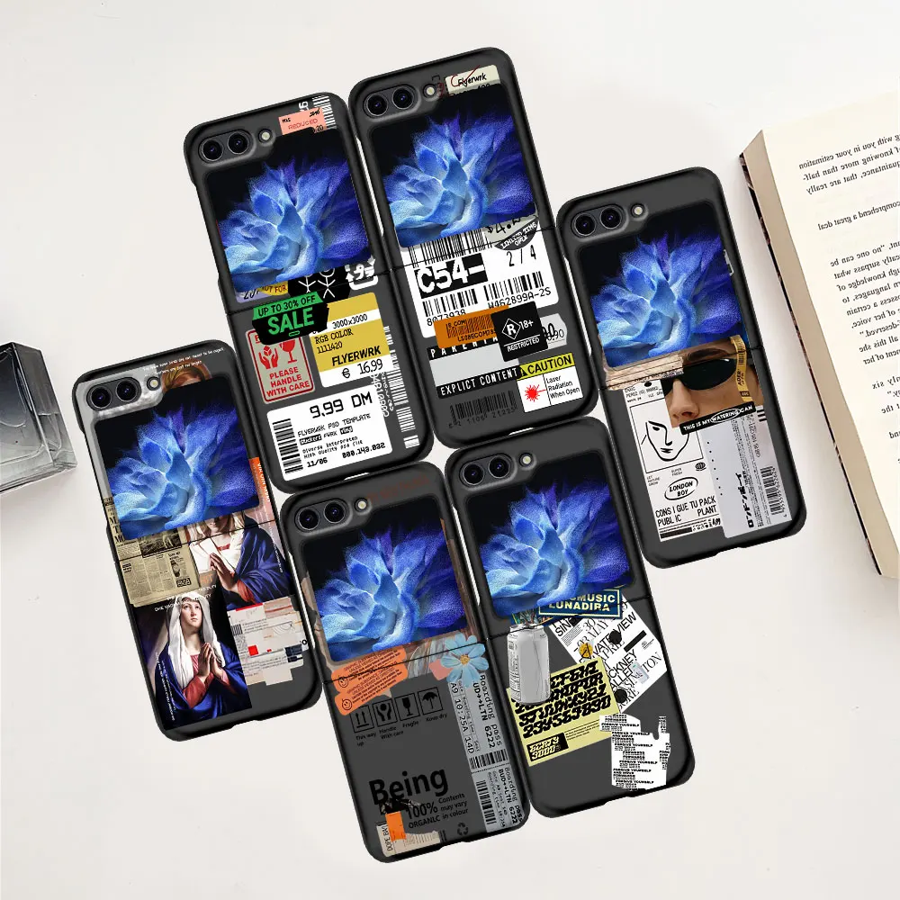 Retro Great Art Aesthetic Mona Lisa Case Per Samsung Galaxy Z Flip5 Black Hard Pc Cover Z Flip 5 Zflip5 Custodie Pieghevoli Per Telefono