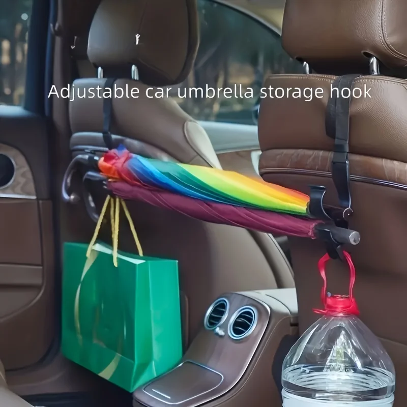 Versatle Car Seat Back Hook & Trunk Umbrella Holder-Durable ABS Material, Fits Most Vehicles