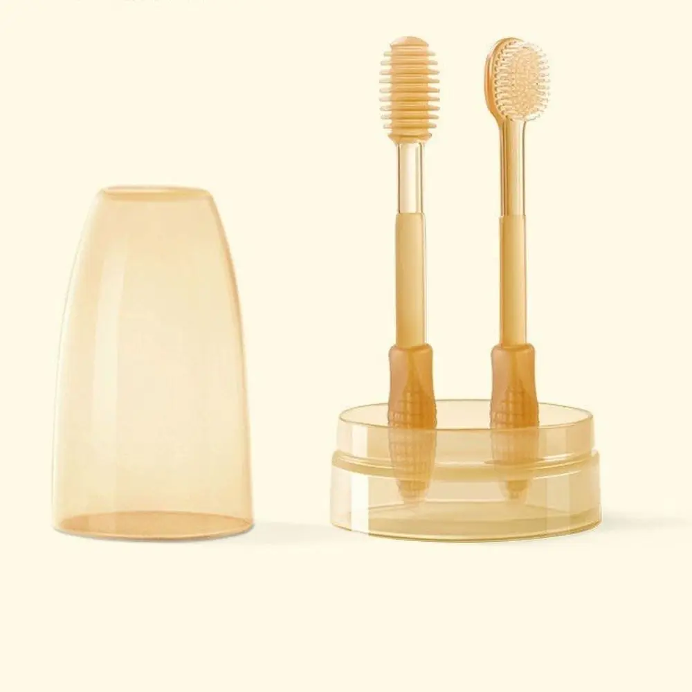 Soft Oral Care Baby Toothbrush Cleaning Tools Rubber Oral Cleaning Brush 0-18 Months BPA Free Tongue Coating Brush Baby