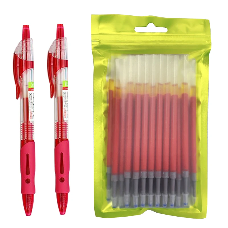 Gel Pen Refills 32Pcs/Lot Retractable Gel Pen Refills Set 0.5mm Black/blue/Red Gel Ink replaceme Press Pen For School Office Writing Stationery