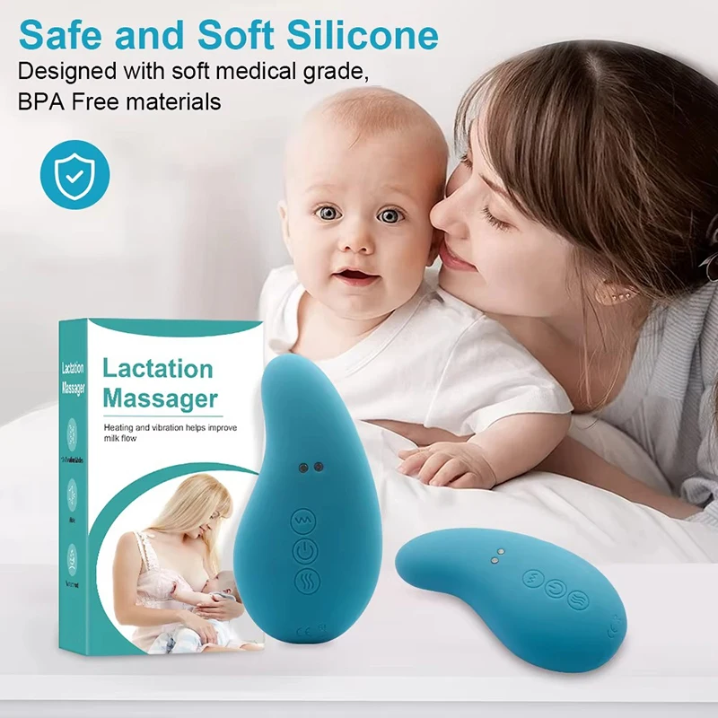 Multi-function Warming Lactation Massager Liquid Breast Lactation Roller 3 Levels Vibrating Lactation Massager for Breastfeeding