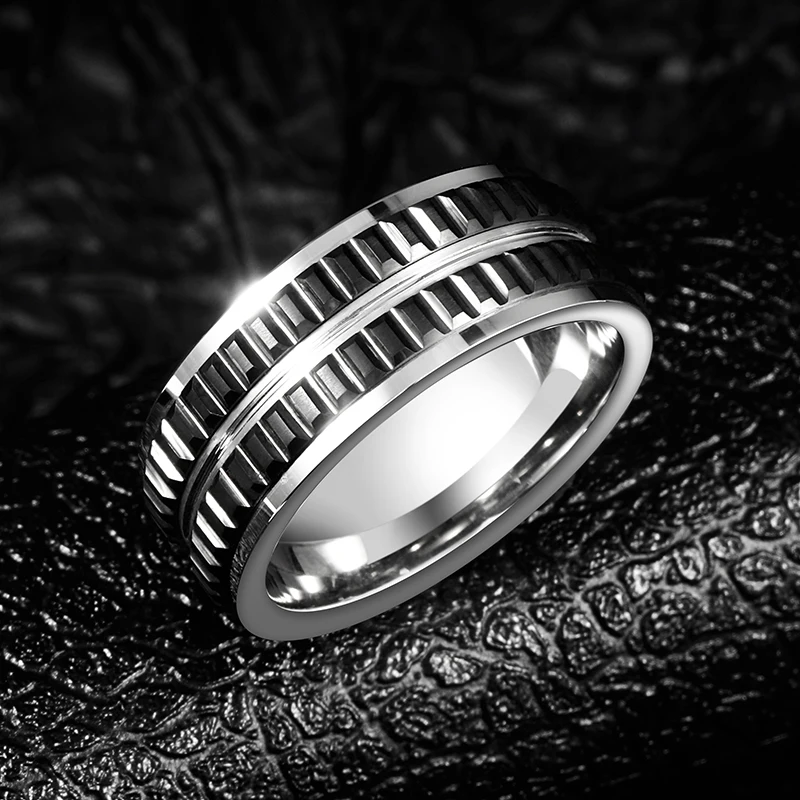 Rings For Men 8mm Original Gear Male Classics Black Ceramics Lattice Engagement Gift Jewelry,Engraving,Free Shipping