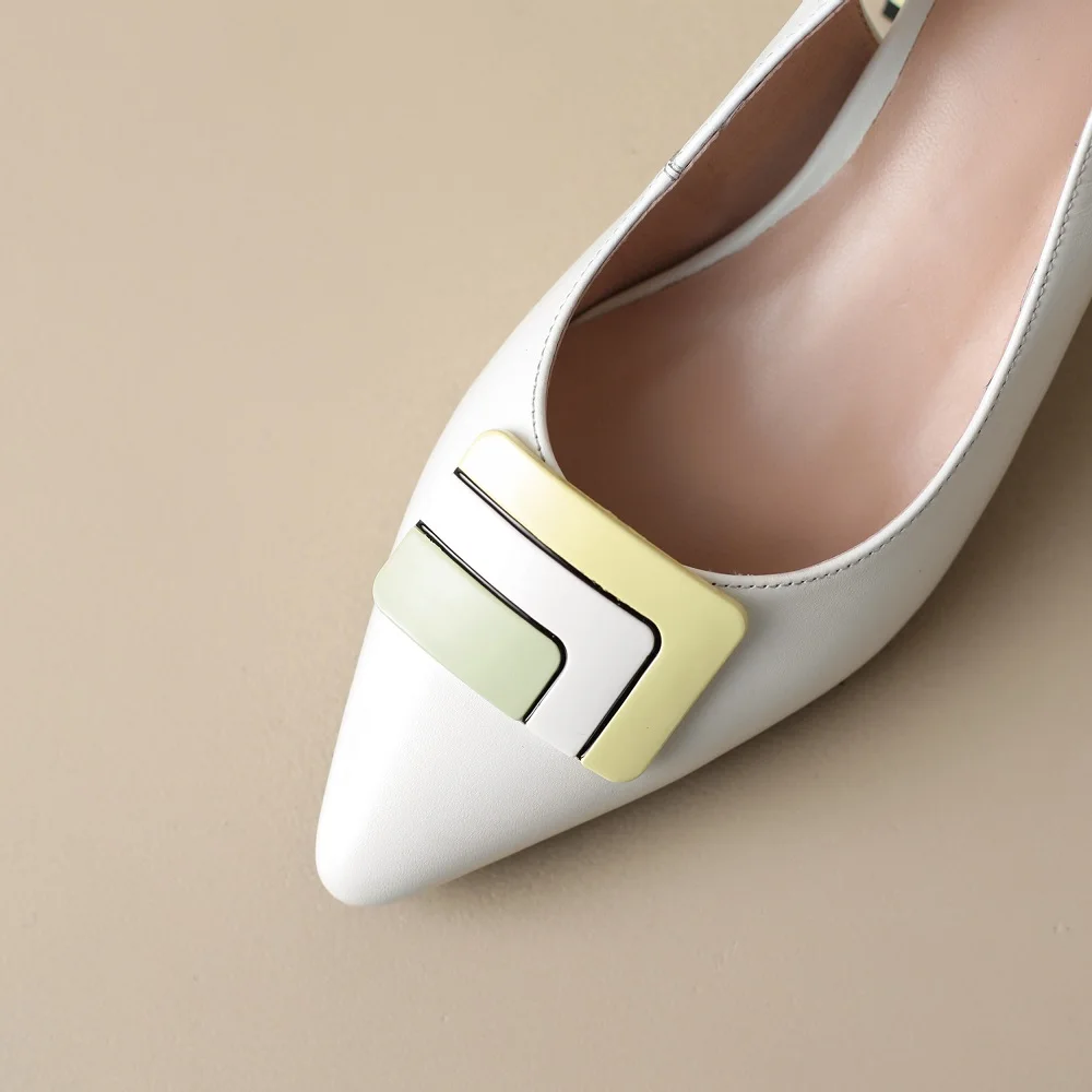 Summer Genuine Leather Chunky Sandals Sexy Women High Heels Shoes Party Designer Slingback Pumps 33-46 women slingback sandals women high heels shoes