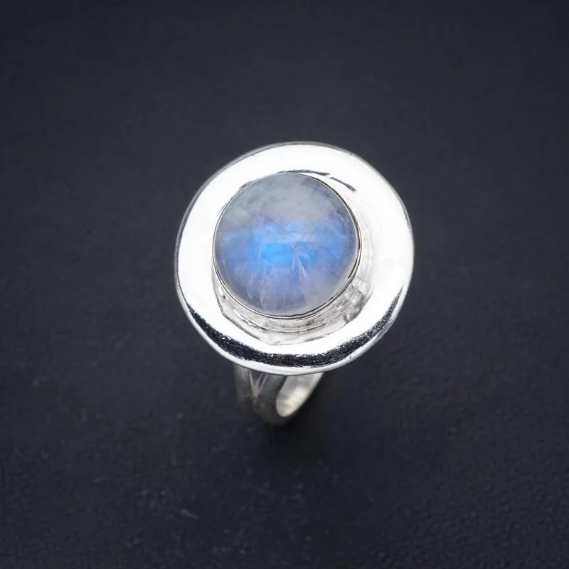 

StarGems Moonstone ручной работы 925 пробы Серебряное кольцо 7,5 F2574