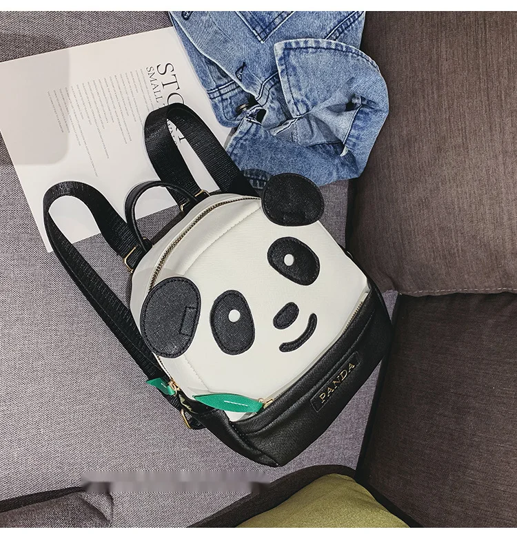 Rucsac Panda nou pentru grădiniță, rucsac cu desene animate Panda, frunze de bambus, drăguț PU, rucsac la modă_voghion.com