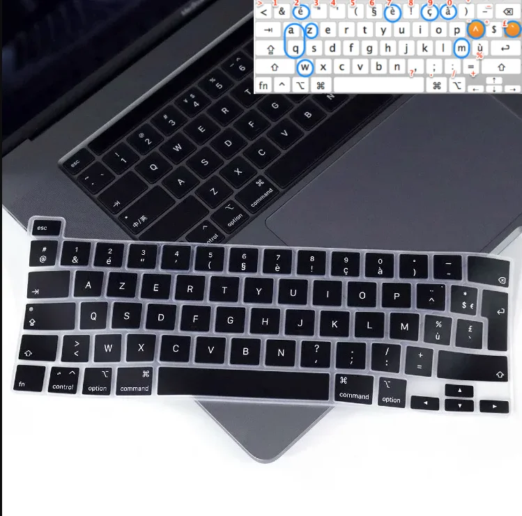 Azerty Keyboard Cover Skin French Protector Per Macbook Pro 13 M2 2023, 2022, 2021 2020 M1 A2338 A2289 Mac Book 16 Modello A2141