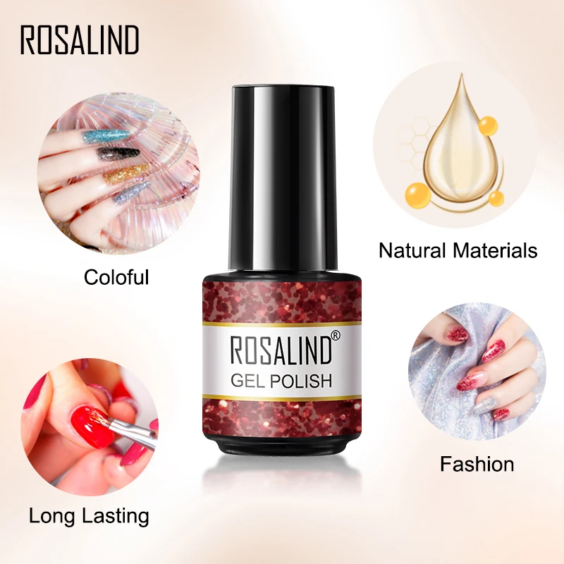 ROSALIND 반영구 네일 젤 광택제 세트, UV LED 램프, 하이브리드 조합 바니시 젤, 광택제 살롱, DIY 디자인 키트, 2 개