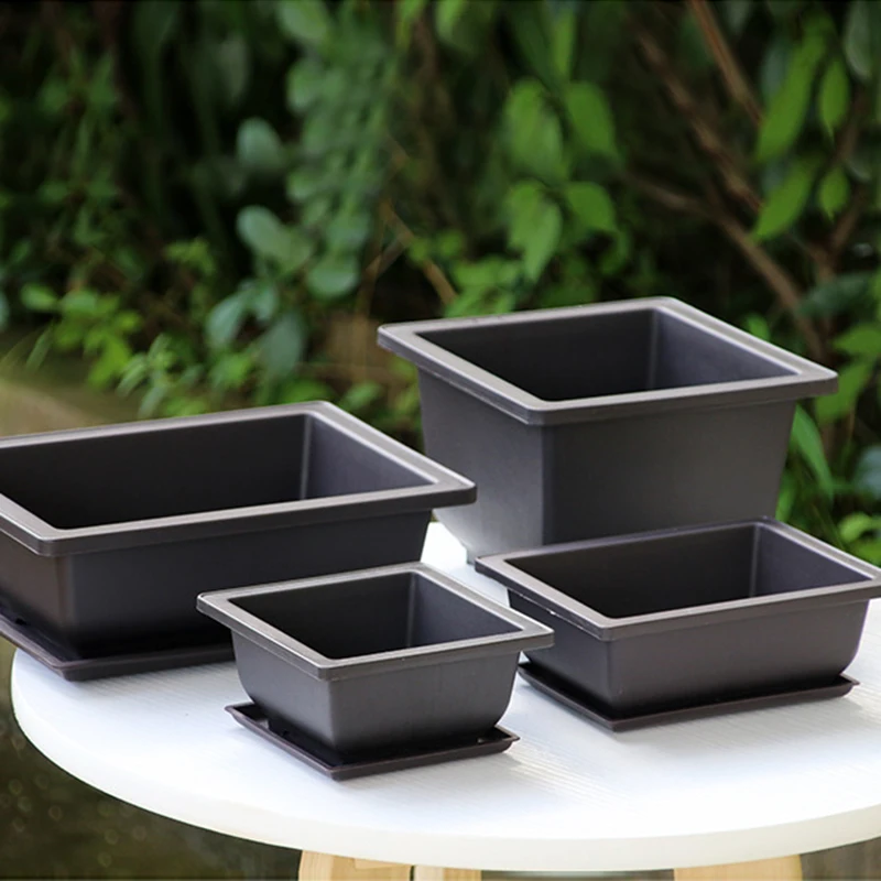 Flower Pot Hydroponic Flower Pot Flowerpot Gasket Plant Pot Training Pots Imitation Succulent Plants Pots Plastic Bonsai Outdoor Garden Landscape Potted Square Trays