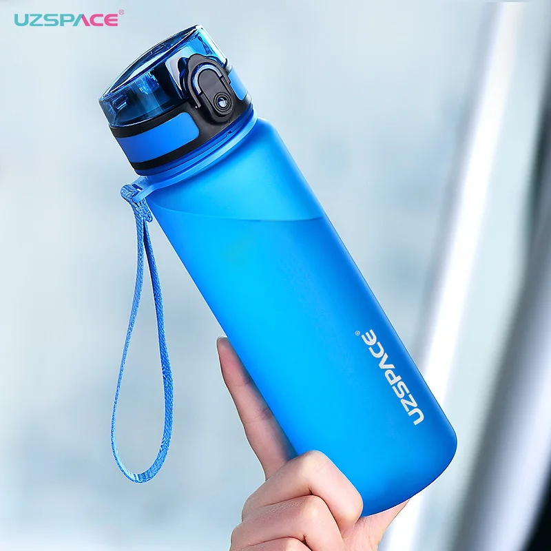 UZSPACE Sports Water Bottle BPA Free 500/1000ml Tritan Frosted Plastic Leakproof Shaker Tea Filter Cup For Outdoor Travel Gym