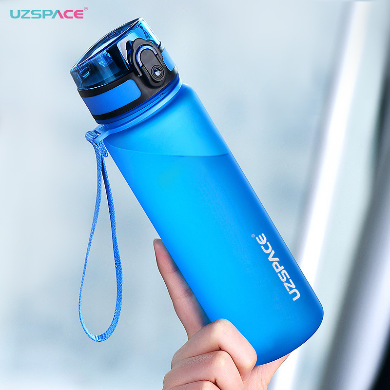 UZSPACE Sports Water Bottle BPA Free 500/1000ml Tritan Frosted Plastic Leakproof Shaker Tea Filter Cup For Outdoor Travel Gym