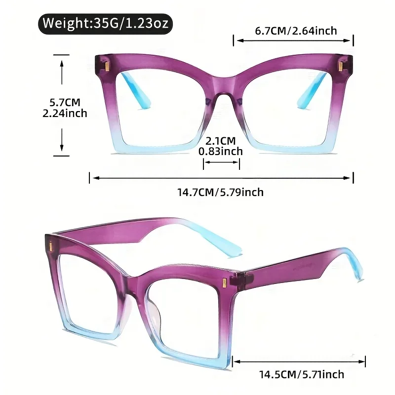 New Style Reading Glasses for Women Oversized Frame Square Prescription Glasses Blocking Blue Light Presbyopic Eyeglasses - 5