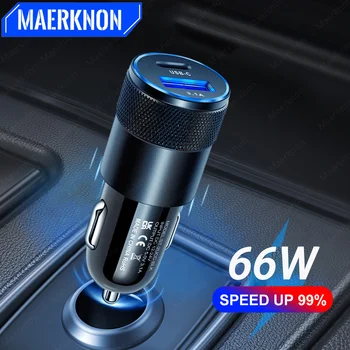 Caricabatteria da auto USB PD 66W adattatore per telefono cellulare di tipo C a ricarica rapida In auto per iPhone 15 14 caricabatteria da auto Samsung Xiaomi 13 Huawei