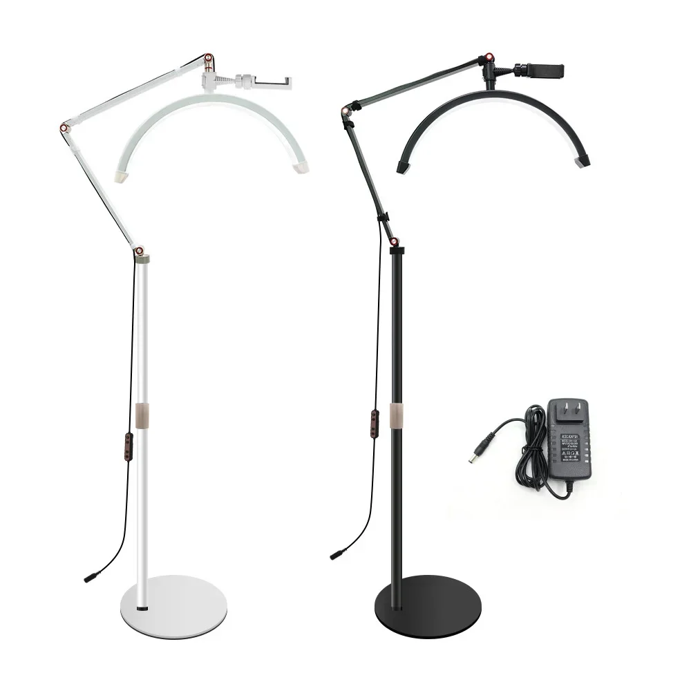 HAMRVL LED 반달 속눈썹 조명, 온도 3000K-6000K 플로어 LED 링 램프, 뷰티 페이셜 스킨 케어 문신 눈썹 촬영용