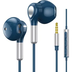 EARDECO In - Ear Noise Isolation Wired Earbuds with Microphone and Bass Enhancement (Blue)