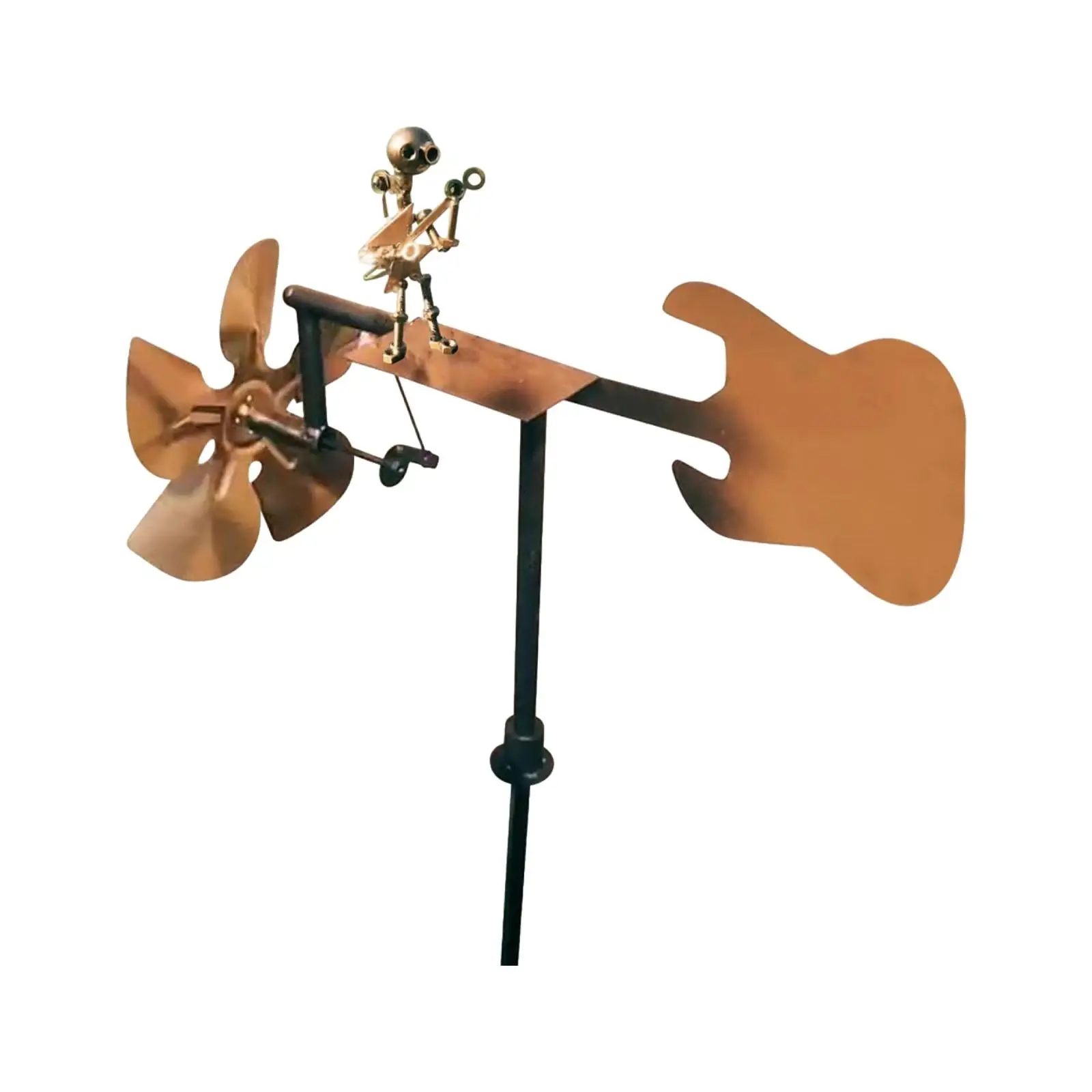 Metal Drummer Windmill Art Figurine Garden Decoration Creative Yard Art