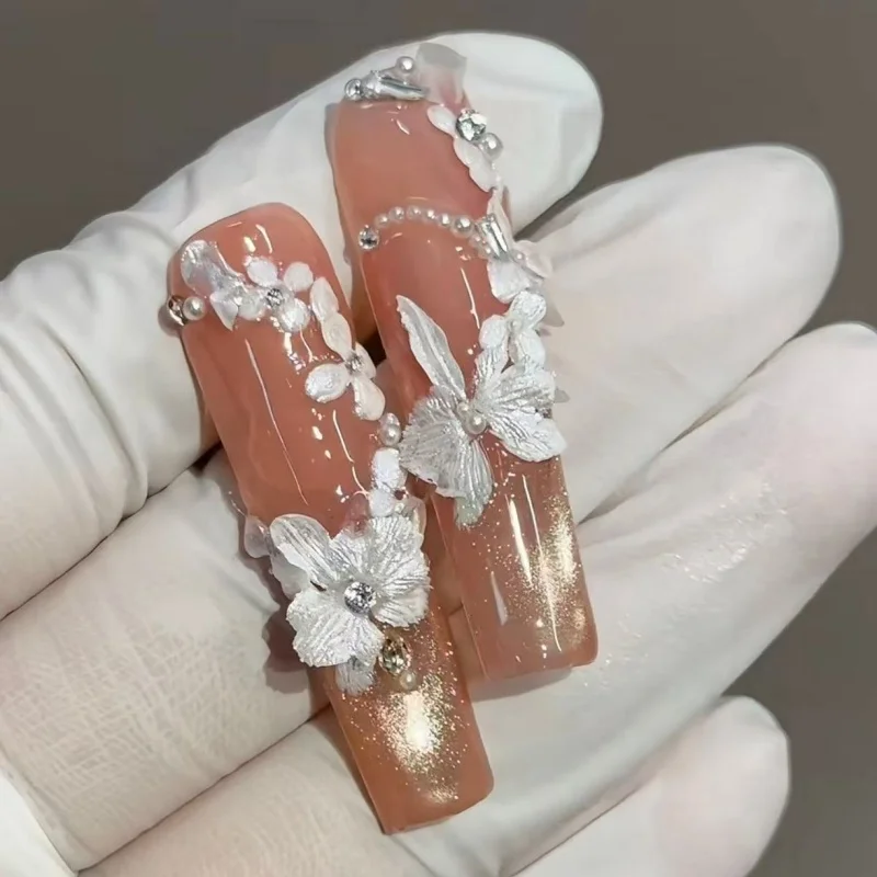 DIY 네일 아트 몰드 나비 난초 꽃잎 조합 3D 조각 실리콘 몰드 투명 쥬얼리 장식 몰드