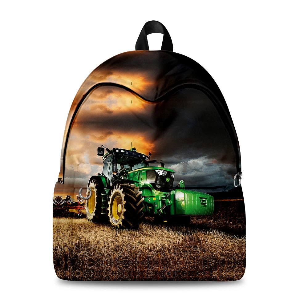 Popular Tractor Pattern student Bookbag Notebook Backpacks 3D Print Oxford Waterproof Boys/Girls Casual Travel Backpacks