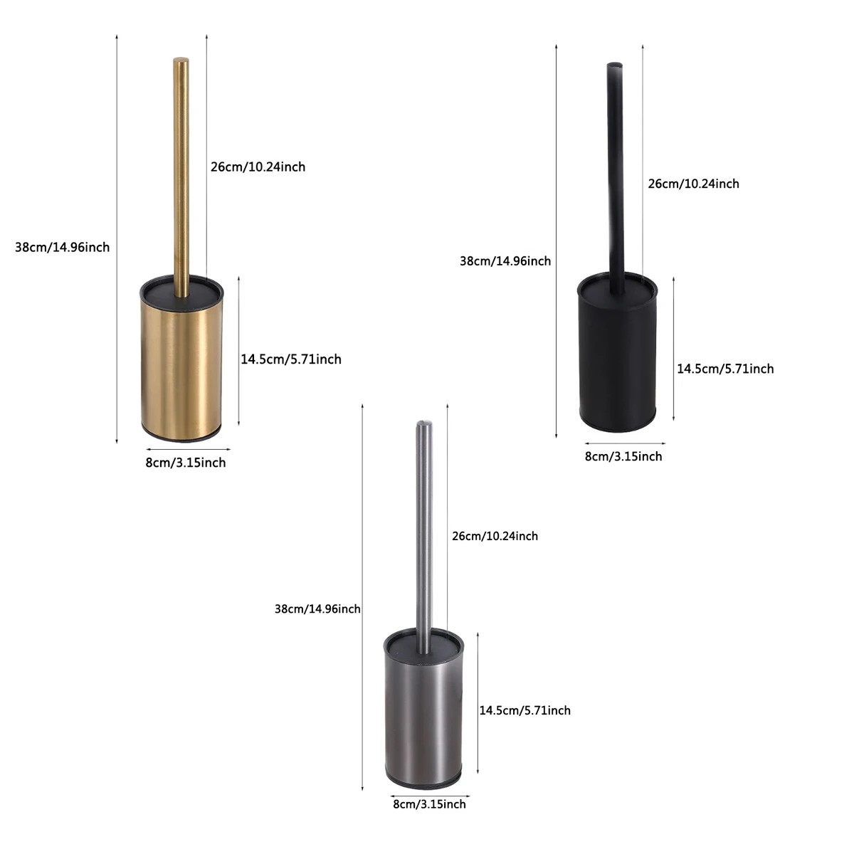 Modern Stainless Steel Toilet Brush Set Detachable Bathroom Bowl Brush toilet brush set