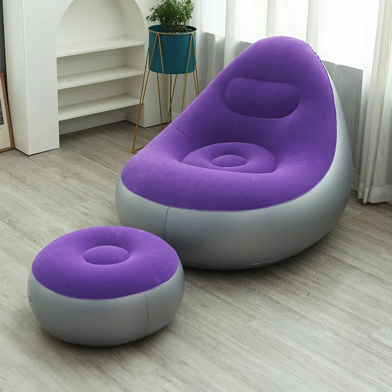 New Inflatable Sofa Foldable Leisure Sofa Set Single Backrest Lounge Chair Outdoor Fluffy Chair Tatami Footstool Bedroom Chairs