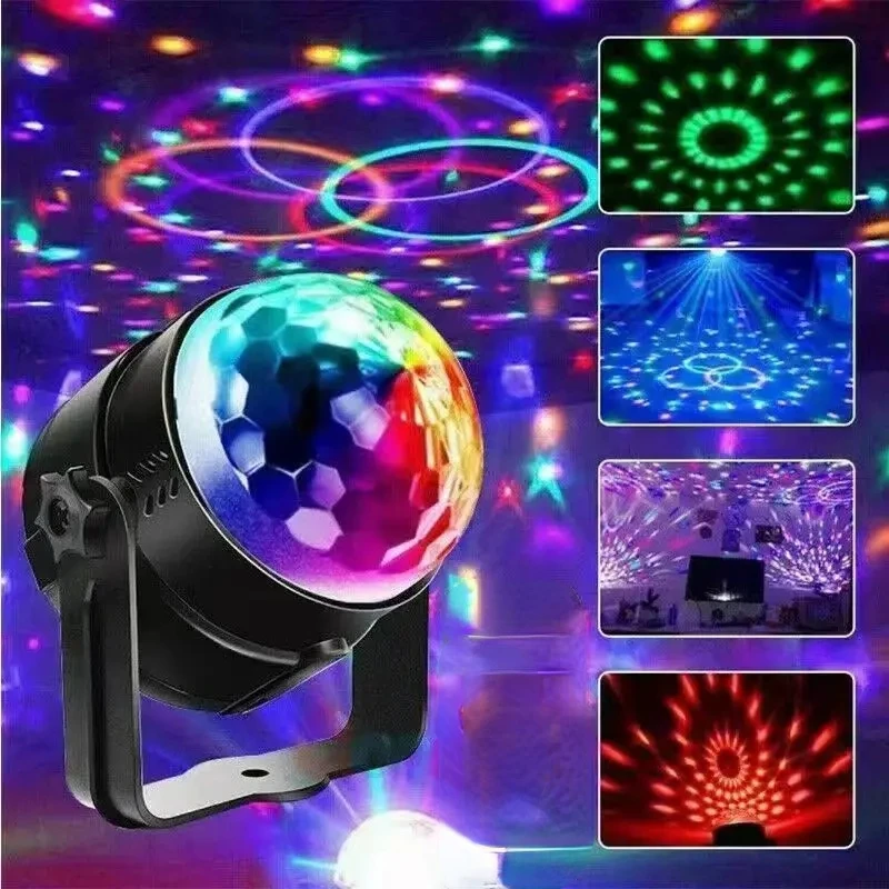 USB MINI Magic Ball Sound Control Led Lighting Carrying Bracket Disco Car UV Atmosphere Light Decoration Family Party Light