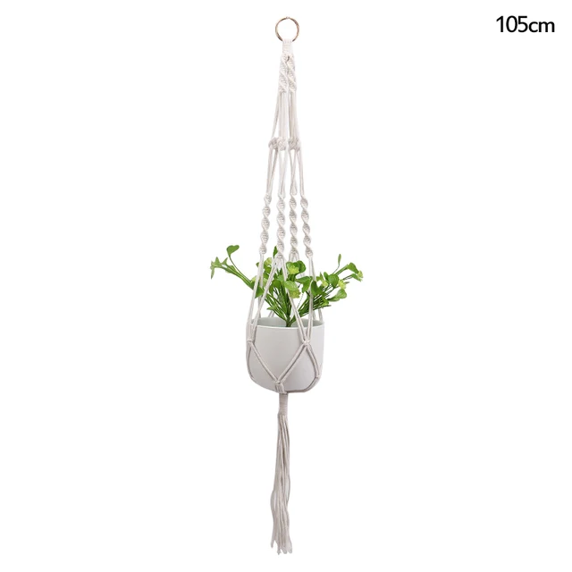 Macrame Handmade Plant Hanger Baskets Flower Pots Holder Balcony Hanging Decoration Knotted Lifting Rope Home Garden Supplies H