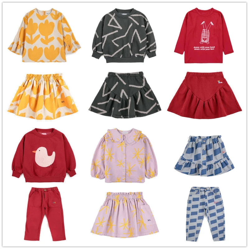 

Pre Sale of The 2023 Autumn New BC Series Printed Solid Color Girls' Skirt, Pants, Top Set