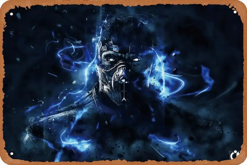 

Синяя металлическая жестяная ретро-вывеска для видеоигр Mortal Kombat, настенный Декор для дома, ворот, сада, баров, ресторанов, кафе, офиса, St
