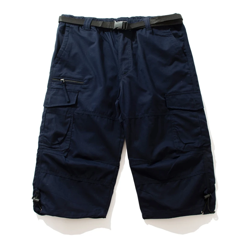 thumbnail image 1 of Pantalones cortos holgados informales de talla europea para hombre, pantalones cortos con múltiples bolsillos, 1 of 4