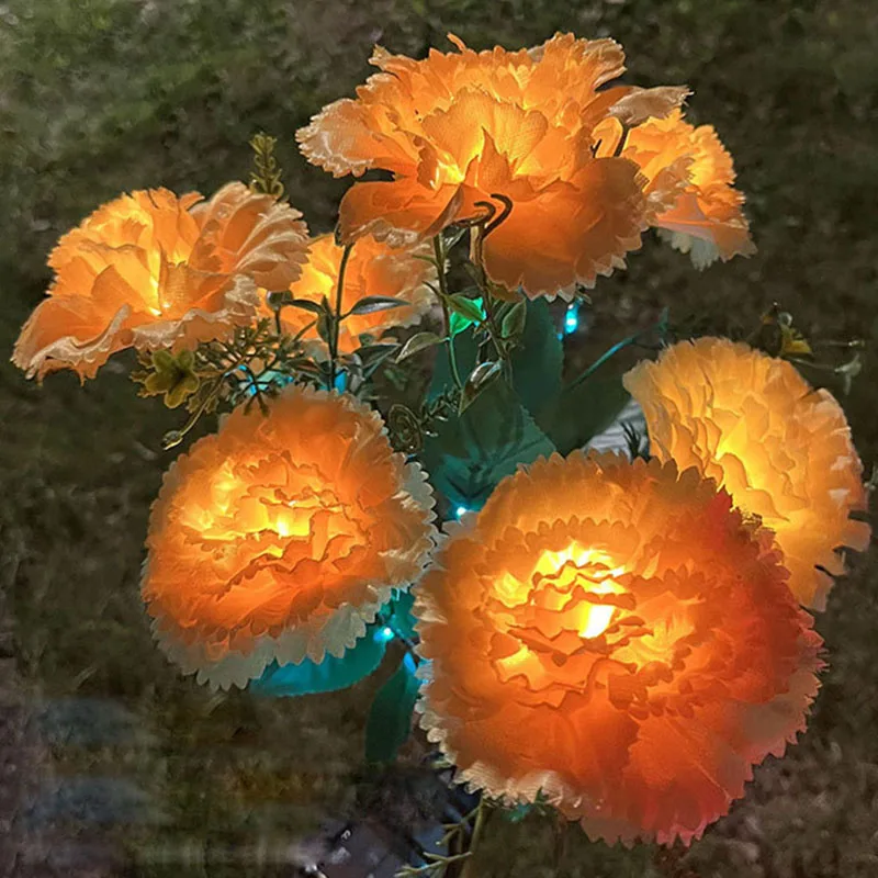7 Heads Carnation Outdoor LED Solar Light Garden Flower Waterproof Decorative Solar Powered Yard Lawn Pathway Wedding