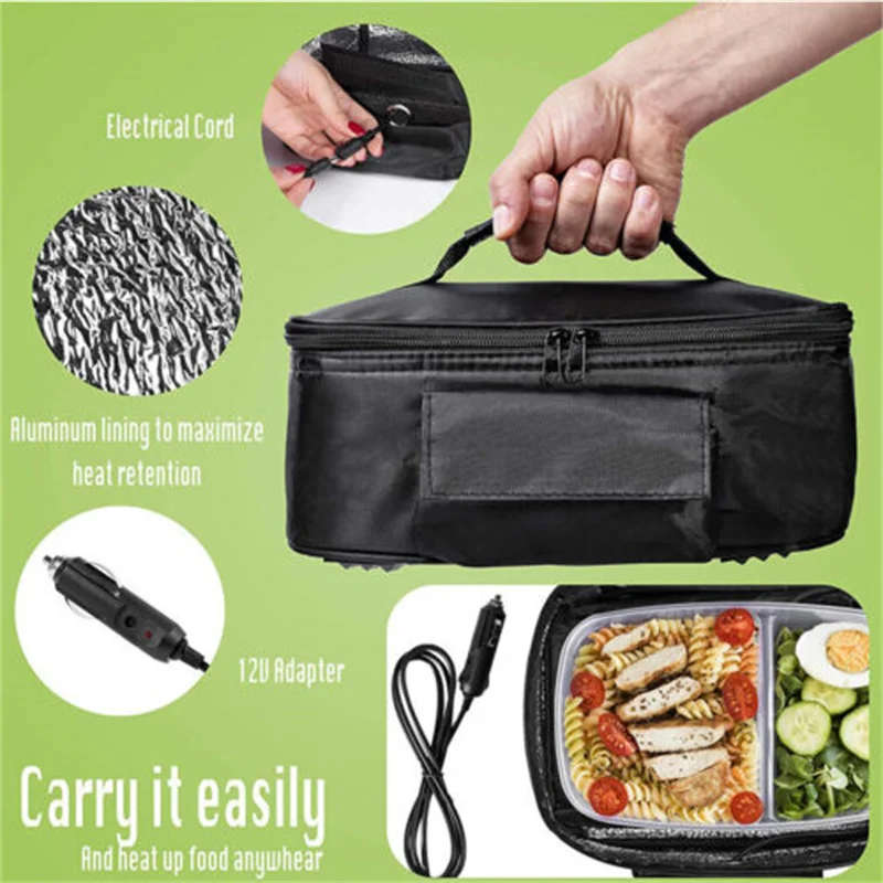 Portable Mini Car Microwave 12V Electric Oven Fast Heating Picnic Box for Travel Camping Food Cooking Travel Accessory