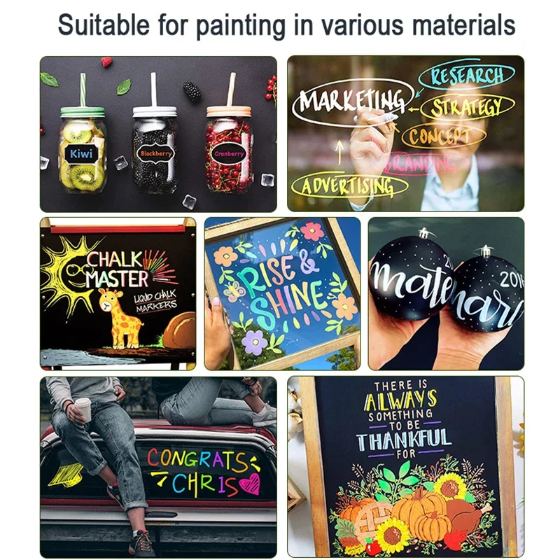 【Storewide Sale】 LED Luminous Blackboard Pen 12-color Erasable Liquid Colored Pen Drawing Board Whiteboard Chalkboard Pen Color Highlighter Erase.