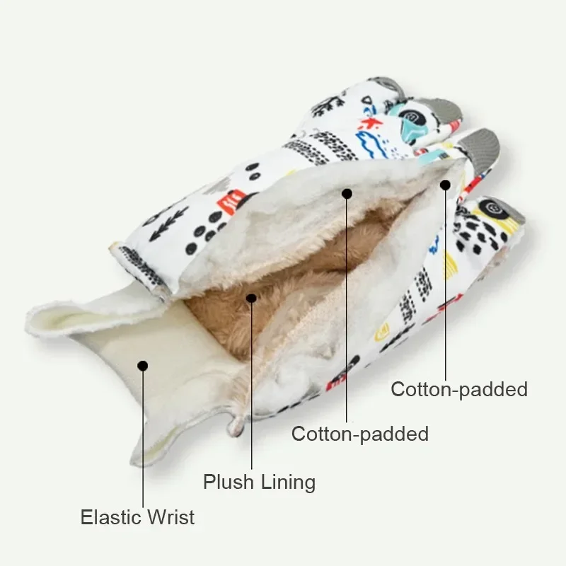 Cute Kids Winter Cartoon Gloves Girls Boys Thicken Windproof Children Ski Riding Gloves Snow Sports Child Mittens for Snowboard
