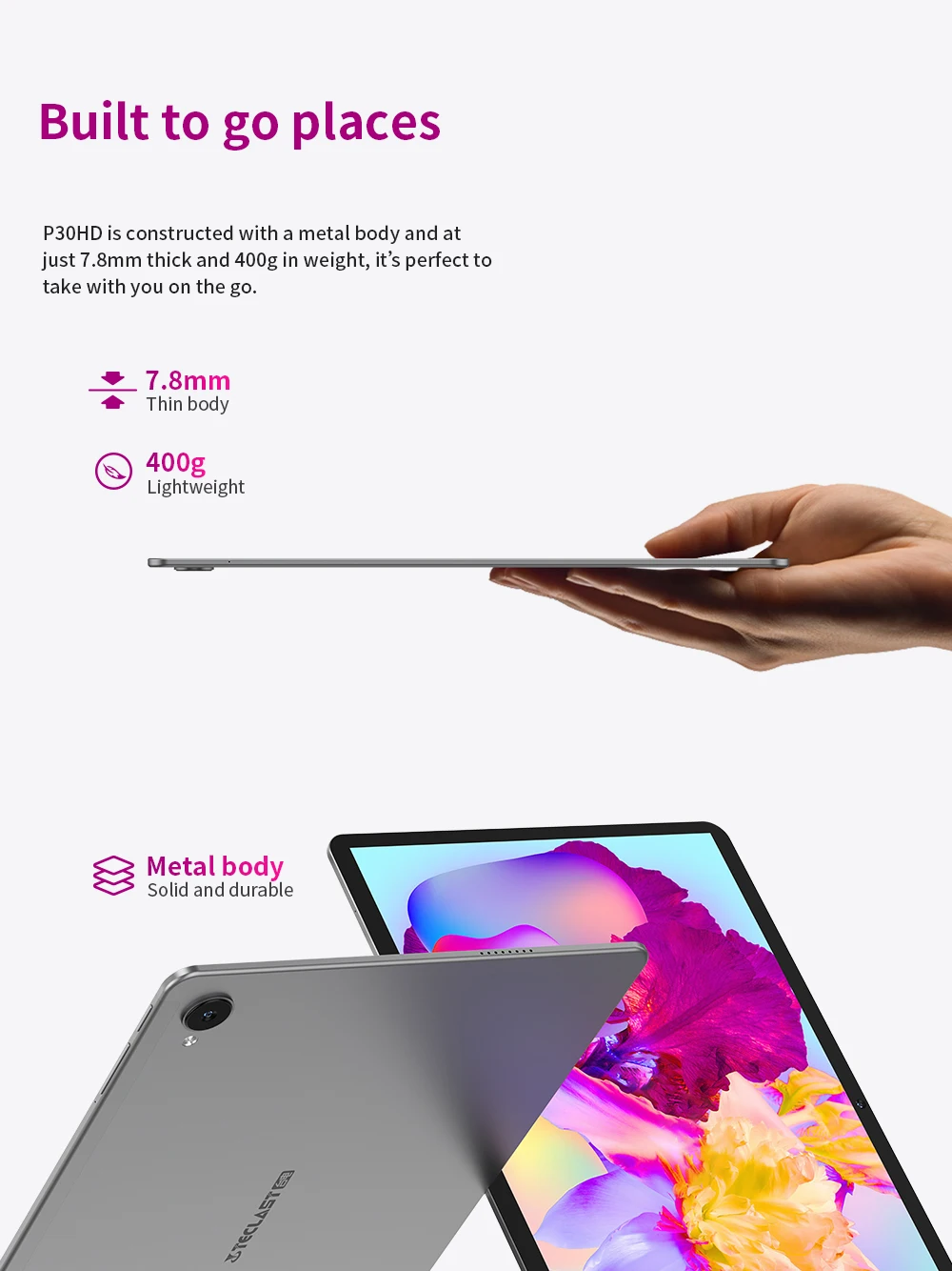 Teclast P30HD 10.1 Inch Tablet 1920x1200 IPS 4GB RAM 64GB ROM Android 11 SC9863A Octa Core 4G Network Wifi GPS Type-C moderness tablet