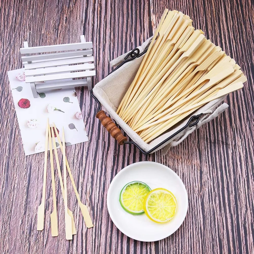 Bamboo Wooden BBQ Skewers Food Meat Tool Barbecue Party Disposable Wood Sticks Catering Shish Kabob Grill Camping 100pc/lot