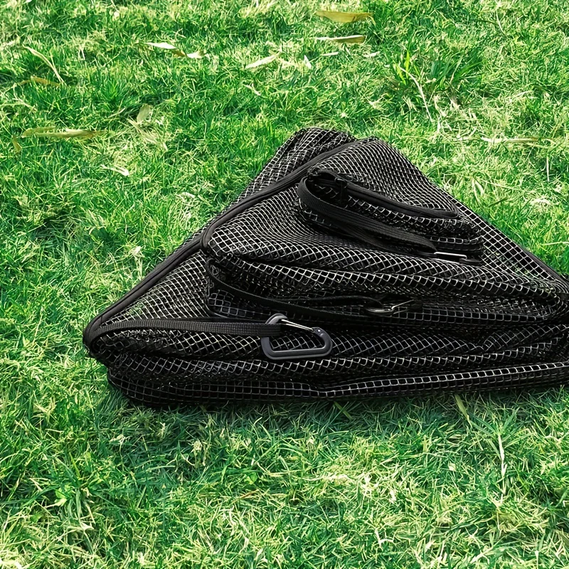 Portable dry mesh bag with hook outdoor camping home picnic folding triangle hanging storage bag PVC breathable mesh basket