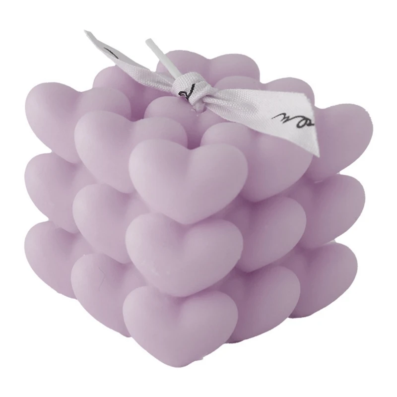 

Heart Shaped Handmade Cube Aroma Candle Gift Birthday Candles Valentine's