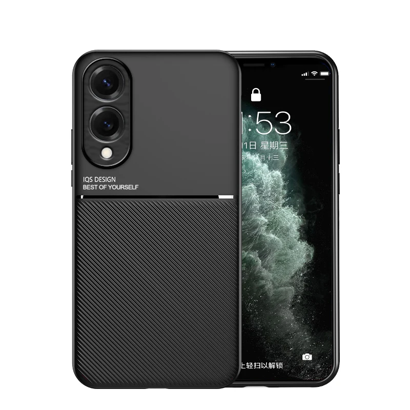 Shockproof Magnetic Car Holder Leather Silicone Case