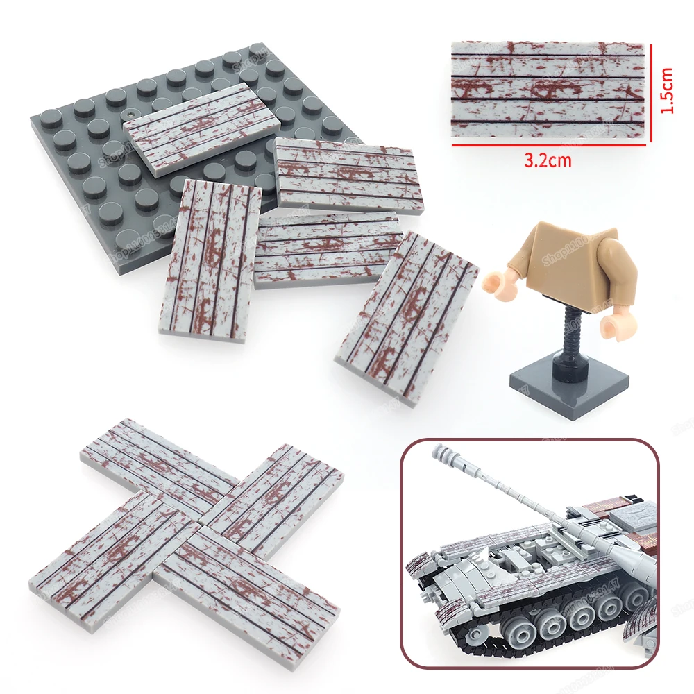 

Rust printed tiles 87079 material iron pattern 2*4 building block moc figures military accessories scenes model diy boy gift toy