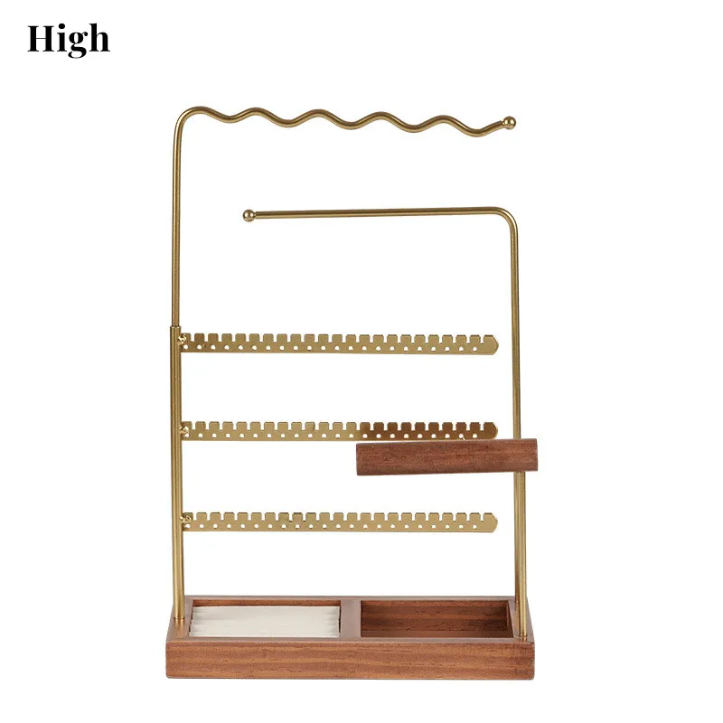 Jewelry Organizer, 7 Tier Black Metal Tabletop Bracelet and Necklace Jewelry Storage Display Tree Rack with Base Ring Tray