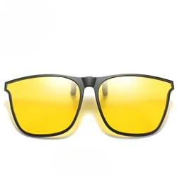 Polarized Vintage Square Night Vision Anti - Glare Clip - On Sunglasses (Black)
