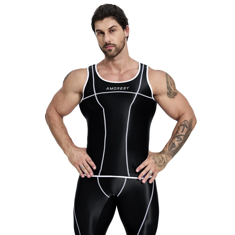 AMORESY Spandex Tight-fitting Athletic Hurdle Vest For Men High Elastic Breathable Gym Trainning Running Fitness Pants 2