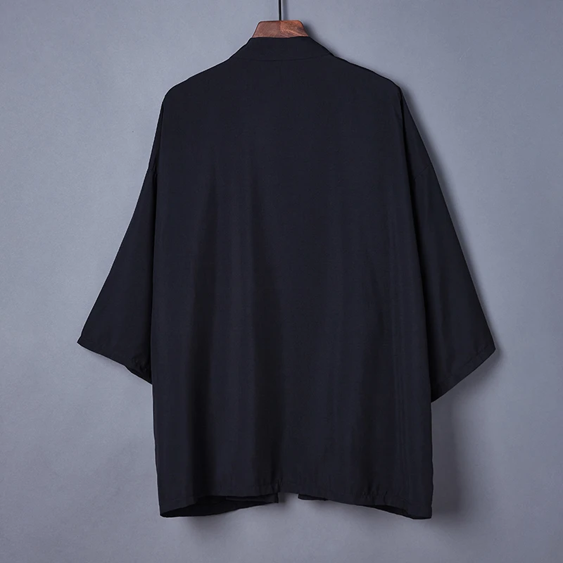 

Girl Fashion Summer Plain Color Coat Japanese Kimono Cardigan Kimono Haori For Woman Man Loose Thin Black Outer Garment