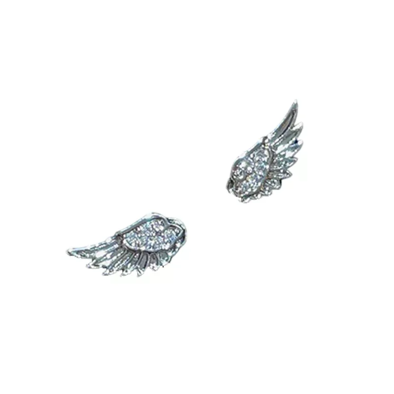 1pair Vintage Angel Wings Stud Earrings - Creative Punk Couples Earrings For Women Fashion Jewelry Birthday Gift Cute Ear Studs