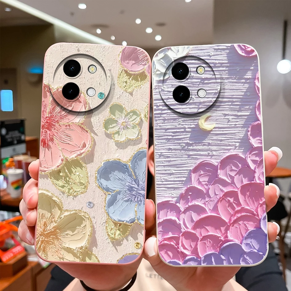 Stylish Painted Anti-Slip Liquid Silicone Phone Case