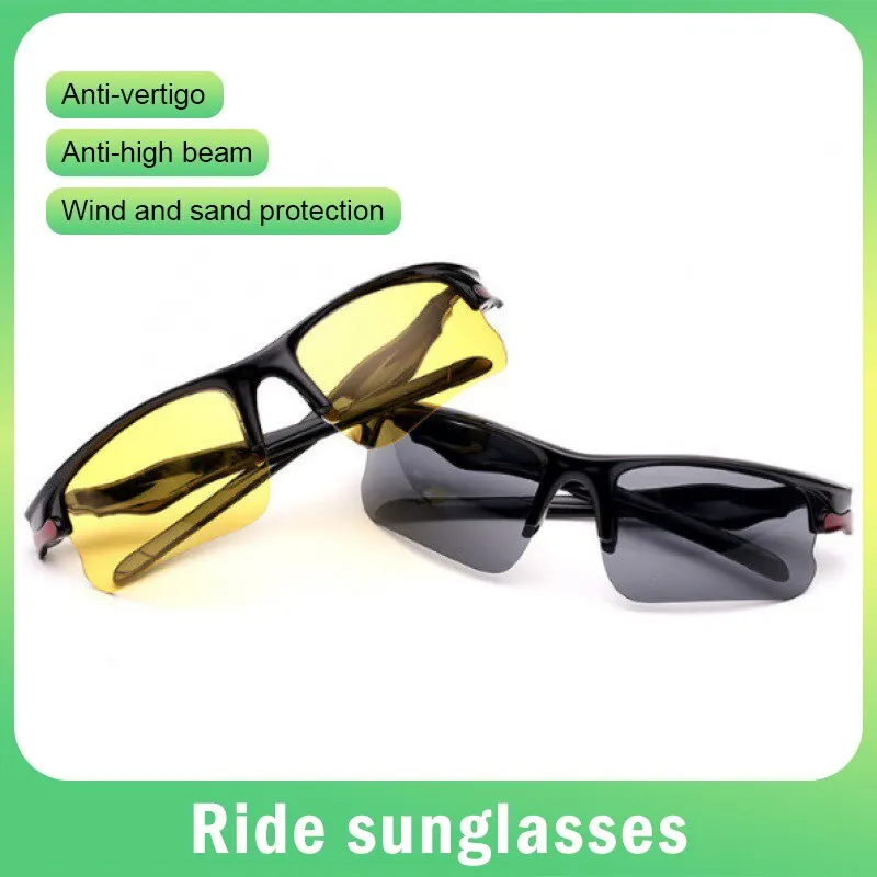 Men Sunglasses Day Night Dual Use Uv Resistant High Beam Light Cycling Non Polarized Outdoor Sports Bicycle Windproof Sunglasses