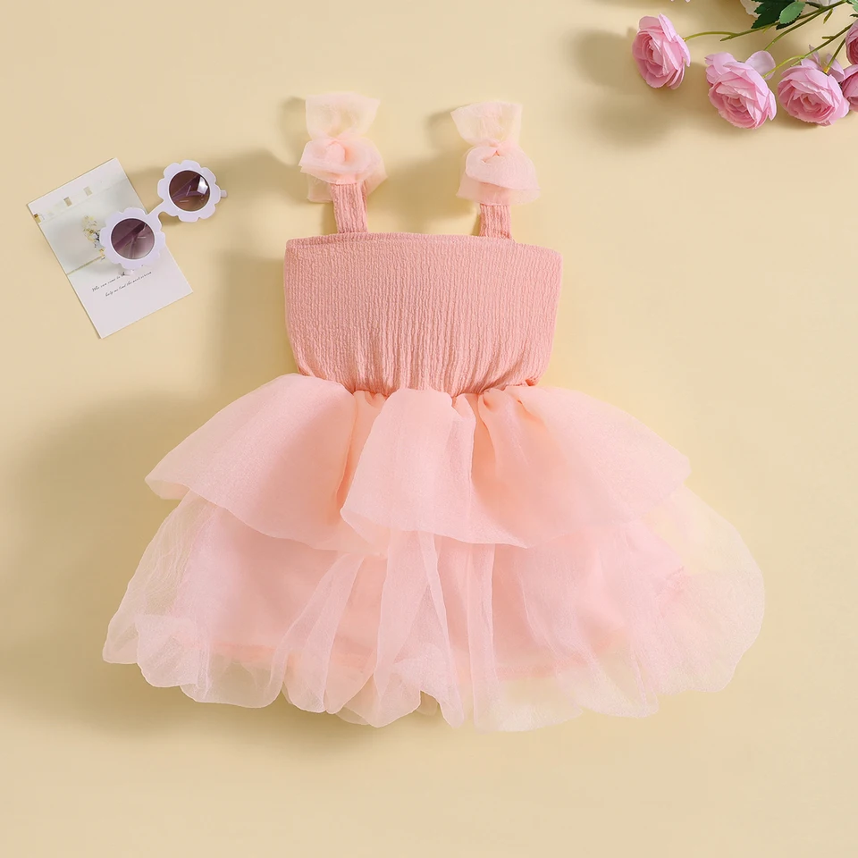 Baby Girls Aline Tulle Party Dress with Bow